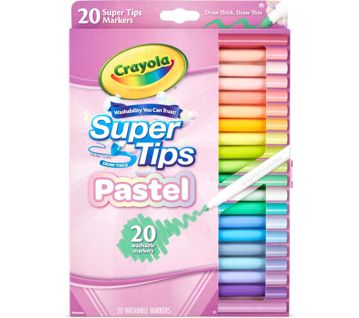 Crayola Super Tips Washable Markers 20 Count Draw Thin or Thick