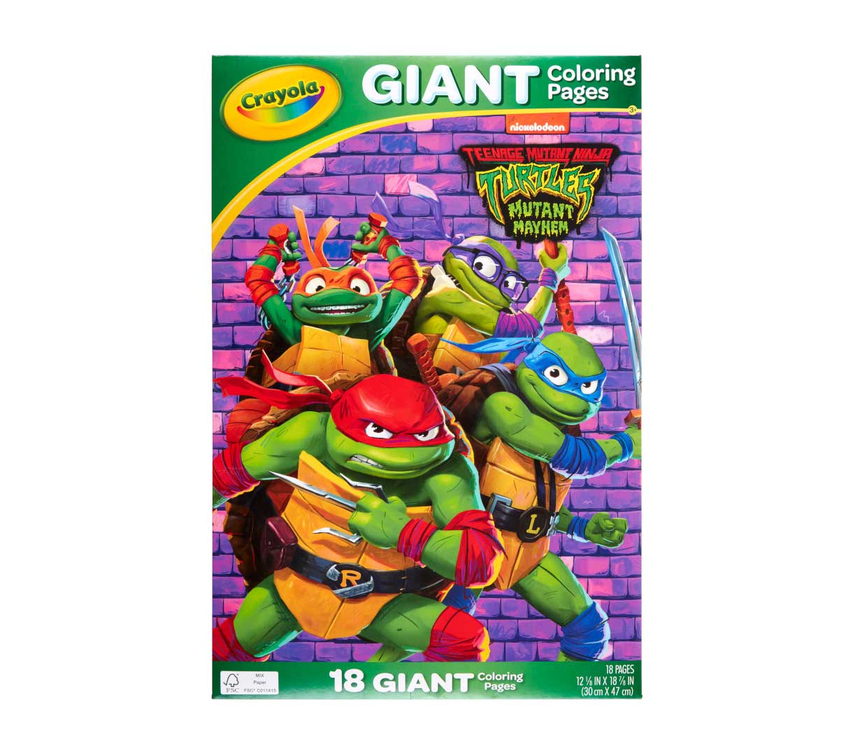 Crayola Teenage Mutant Ninja Turtles Giant Coloring Pages,18 Coloring  Pages, Gift, Unisex Child 