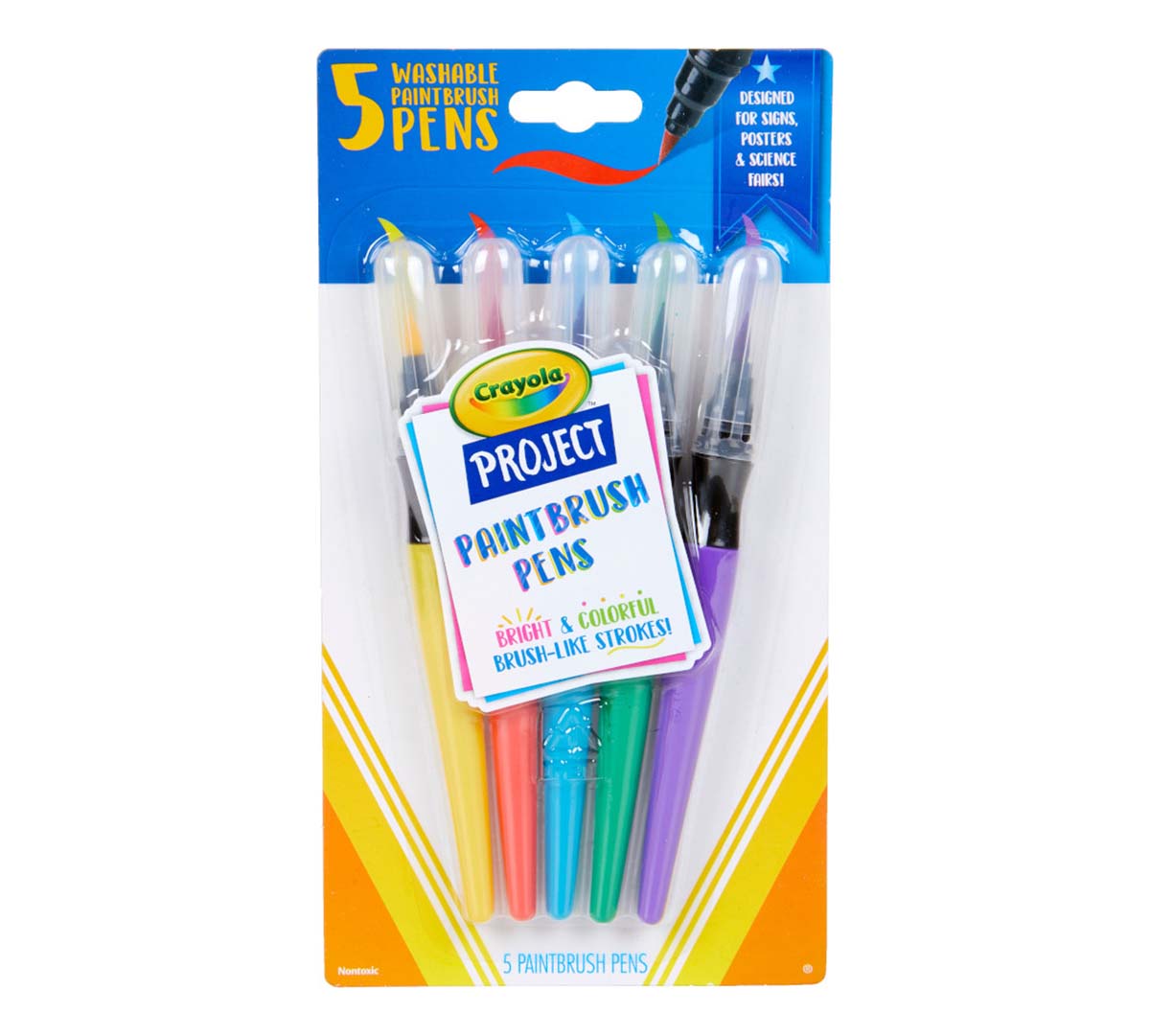Crayola® Paint Brush Pens, Classic, Assorted Colors, Pack Of 5