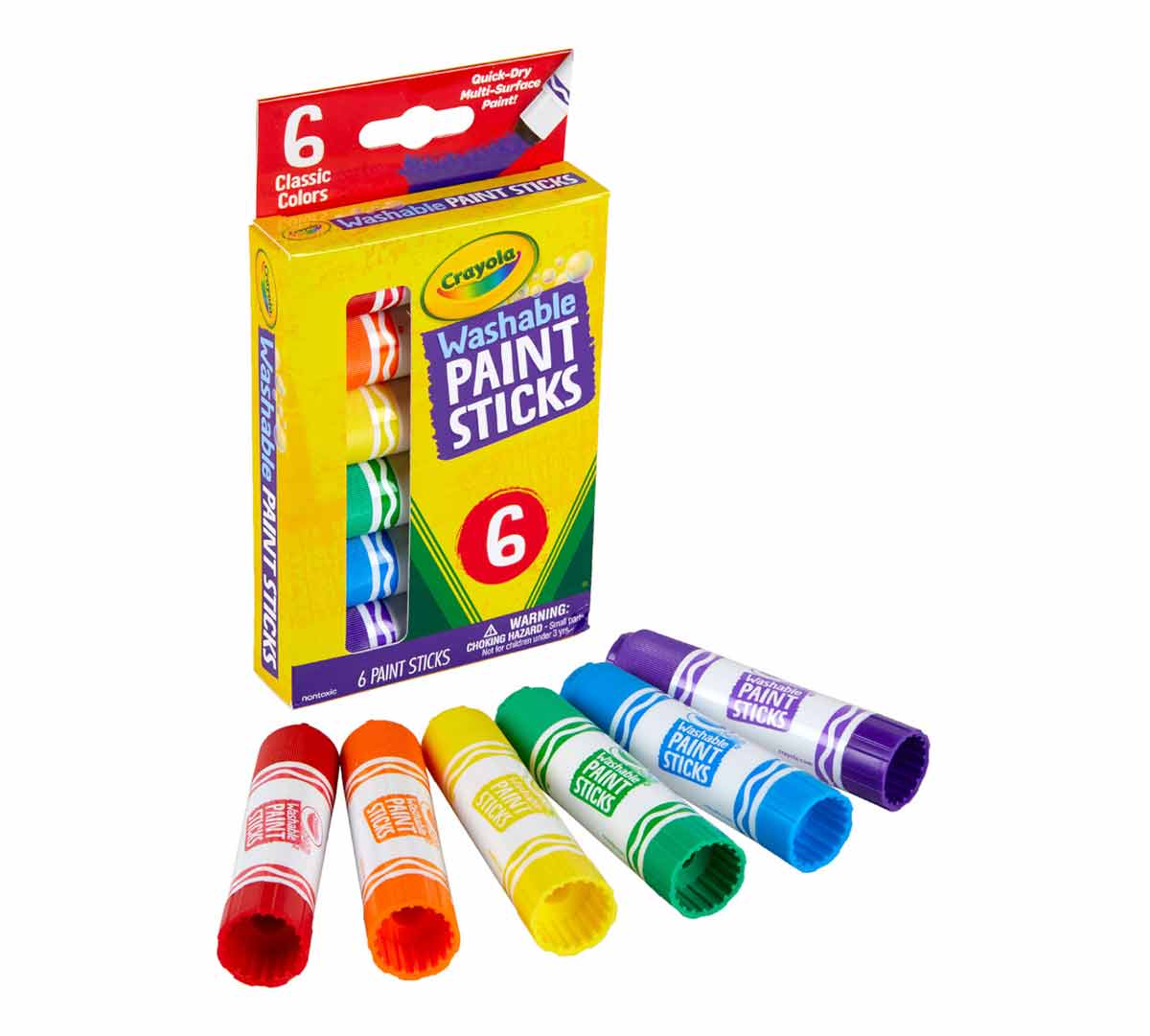 Crayola Quick Dry Paint Sticks, Assorted Colors, Washable Paint Set for Kids,  6 Count - DroneUp Delivery