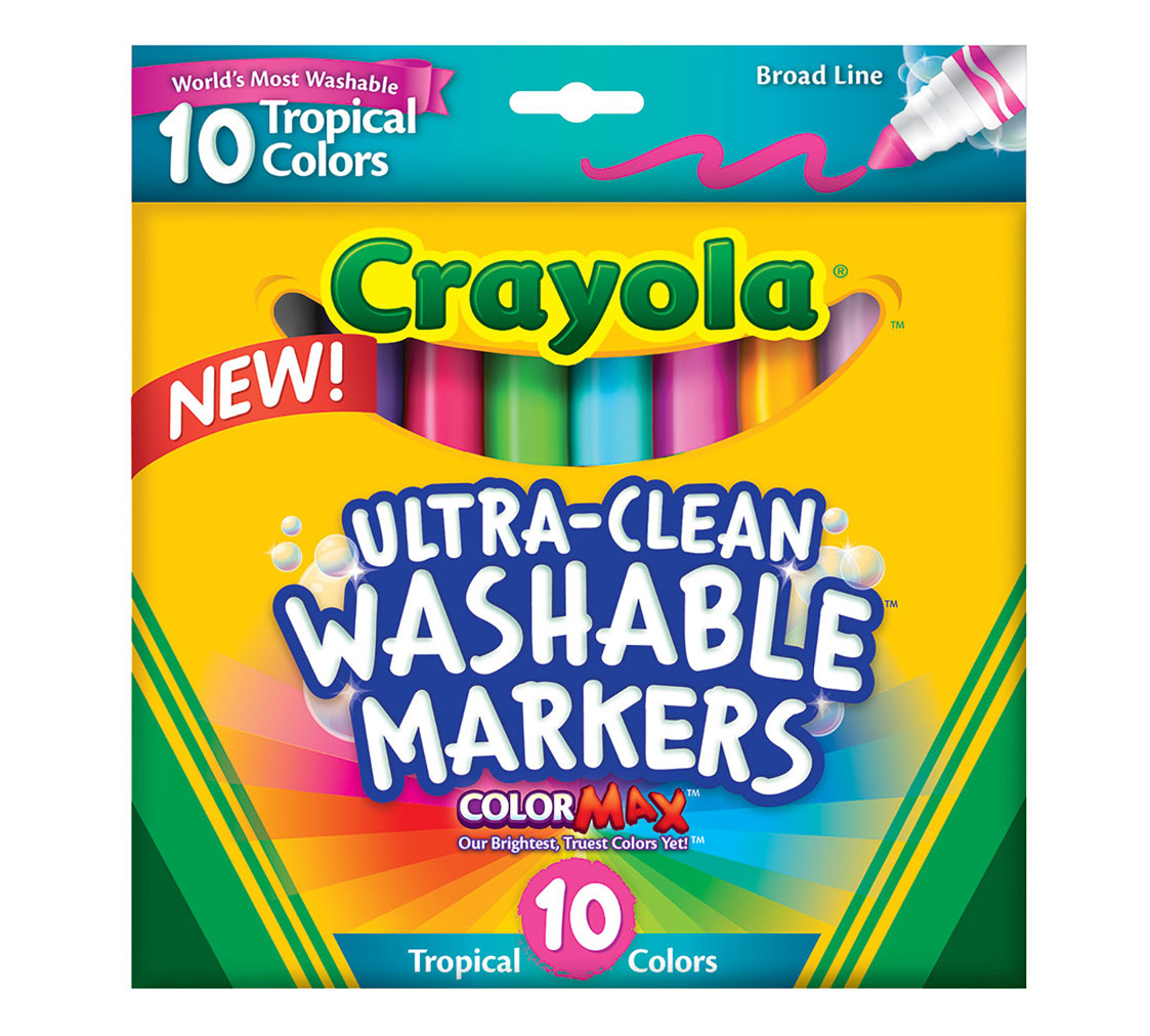 Crayola Color ultra-limpios Max amplia línea lavable Marcadores-colores Tropicales 10/pkg 